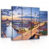 Consalnet Vászonkép 5 darabos, Berlin és a folyó 100x60 cm méretben