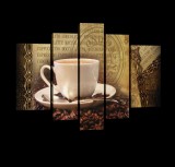 Consalnet Vászonkép, 5 darabos, Csésze kávé 170x100 cm méretben