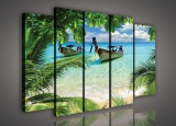 Consalnet Vászonkép, 5 darabos Csónakok a tengeren 150x100 cm méretben