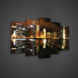 Consalnet Vászonkép 5 darabos, Éjszakai városkép 100x60 cm méretben