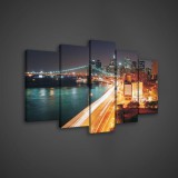 Consalnet Vászonkép 5 darabos, Éjszakai városkép 100x60 cm méretben