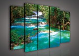 Consalnet Vászonkép, 5 darabos Erdei vízesés 150x100 cm méretben