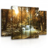 Consalnet Vászonkép, 5 darabos Erdei vízesés 150x100 cm méretben