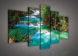 Consalnet Vászonkép, 5 darabos, Erdei vízesés 170x100 cm méretben