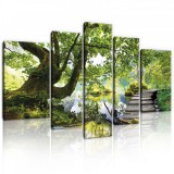 Consalnet Vászonkép, 5 darabos, Erdő folyóval 170x100 cm méretben