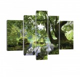 Consalnet Vászonkép, 5 darabos, Erdő folyóval 170x100 cm méretben