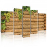 Consalnet Vászonkép, 5 darabos, Fa gerendák szőlővel 170x100 cm méretben