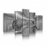 Consalnet Vászonkép, 5 darabos, Fekete-fehér alagút golyókkal 170x100 cm méretben