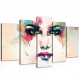 Consalnet Vászonkép 5 darabos. Festett női arckép 100x60 cm méretben
