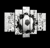 Consalnet Vászonkép, 5 darabos, Focilabdák téglafallal 170x100 cm méretben