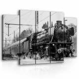 Consalnet Vászonkép, 5 darabos Gőzmozdony fekete-fehér 150x100 cm méretben