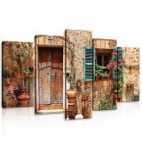 Consalnet Vászonkép 5 darabos, Gyönyörű présház,virágokkal 100x60 cm méretben