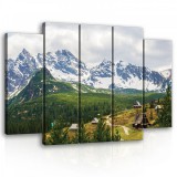 Consalnet Vászonkép, 5 darabos Házak a hegyekben 150x100 cm méretben