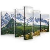 Consalnet Vászonkép, 5 darabos, Házak a hegyekben 170x100 cm méretben
