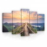 Consalnet Vászonkép 5 darabos, Hegyi út a napfelkeltében 100x60 cm méretben
