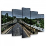 Consalnet Vászonkép 5 darabos, Híd a zöld erdőben 100x60 cm méretben
