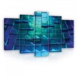 Consalnet Vászonkép 5 darabos, Kékes zöldes csempe kockák 3D-ben 100x60 cm méretben