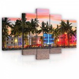 Consalnet Vászonkép, 5 darabos, Kivilágított tengerpart 170x100 cm méretben