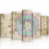 Consalnet Vászonkép 5 darabos, Kőfalba vésett mandala motívum 100x60 cm méretben