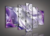 Consalnet Vászonkép, 5 darabos, Lila gyöngyös absztrakt 170x100 cm méretben