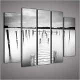 Consalnet Vászonkép, 5 darabos Móló fekete-fehér 150x100 cm méretben