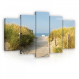 Consalnet Vászonkép 5 darabos, Náddal körülvett stég 100x60 cm méretben