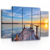 Consalnet Vászonkép, 5 darabos Naplemente a mólónál 150x100 cm méretben