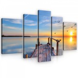 Consalnet Vászonkép, 5 darabos, Naplemente a mólónál 170x100 cm méretben
