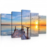 Consalnet Vászonkép 5 darabos, Naplemente a mólóról 100x60 cm méretben