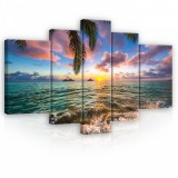 Consalnet Vászonkép, 5 darabos, Naplemente a tengernél 170x100 cm méretben