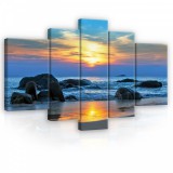 Consalnet Vászonkép, 5 darabos, Naplemente a tengernél 170x100 cm méretben