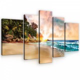 Consalnet Vászonkép, 5 darabos, Napsütéses tengerpart 170x100 cm méretben