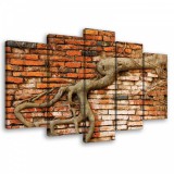 Consalnet Vászonkép 5 darabos/ Natűr téglafal elé nőtt fa gyökér 100x60 cm méretben