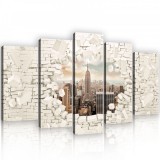 Consalnet Vászonkép 5 darabos, New York az omladoző téglafal mögött 100x60 cm méretben