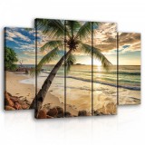 Consalnet Vászonkép, 5 darabos Pálmafa a tengernél 150x100 cm méretben