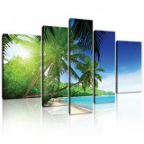 Consalnet Vászonkép, 5 darabos, Pálmafák a tengerparton 170x100 cm méretben
