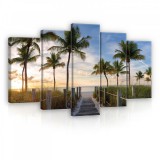 Consalnet Vászonkép 5 darabos, Pálmafás stég a tengerhez 100x60 cm méretben