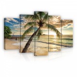 Consalnet Vászonkép 5 darabos, Pálmafás tenger part 100x60 cm méretben