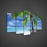 Consalnet Vászonkép 5 darabos, Pálmafás tengerpart 100x60 cm méretben