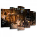 Consalnet Vászonkép 5 darabos, Retró autószerelő műhely 100x60 cm méretben