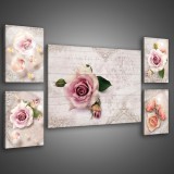 Consalnet Vászonkép, 5 darabos Rózsa design variálható elrendezésben