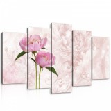 Consalnet Vászonkép 5 darabos, Rózsák rózsaszín háttérmintával 100x60 cm méretben