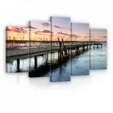 Consalnet Vászonkép 5 darabos, Stég a tavon a naplementében 100x60 cm méretben