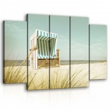 Consalnet Vászonkép, 5 darabos Strandszék a tengerparton 150x100 cm méretben