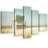 Consalnet Vászonkép, 5 darabos, Strandszék a tengerparton 170x100 cm méretben