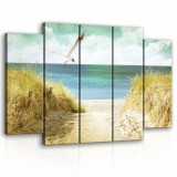 Consalnet Vászonkép, 5 darabos Szárnyaló madár a tengerpart felett 150x100 cm méretben