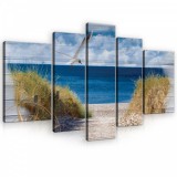 Consalnet Vászonkép, 5 darabos, Szárnyaló madár a tengerpart felett 170x100 cm méretben