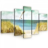 Consalnet Vászonkép, 5 darabos, Szárnyaló madár a tengerpart felett 170x100 cm méretben