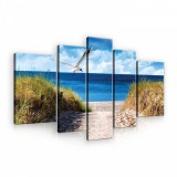 Consalnet Vászonkép, 5 darabos, Szárnyaló madár a tengerparton 170x100 cm méretben