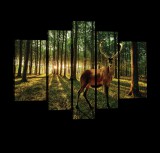 Consalnet Vászonkép, 5 darabos, Szarvas az erdőben 170x100 cm méretben